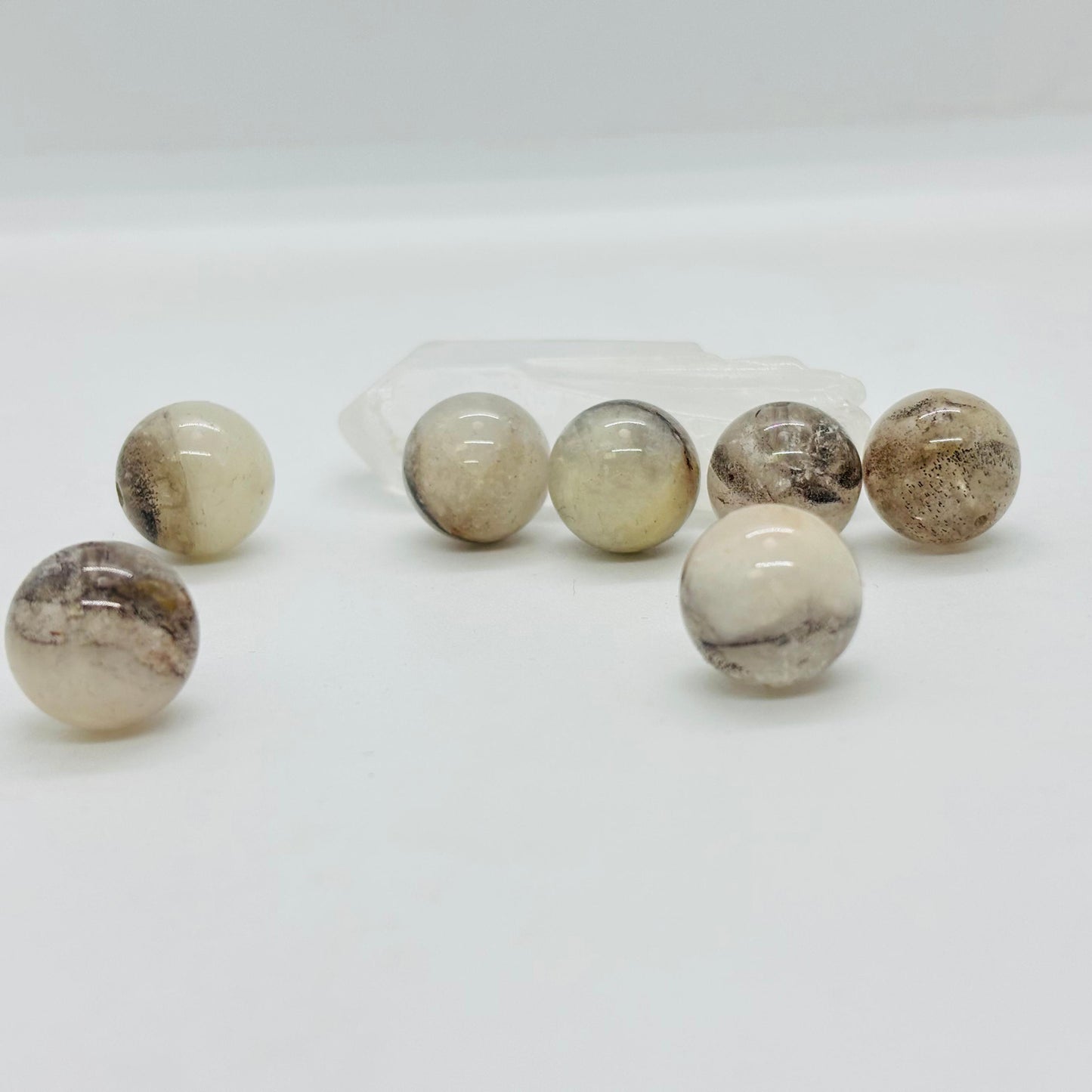 Natural White Phantom Quartz Bead diameter14~15mm  1 piece