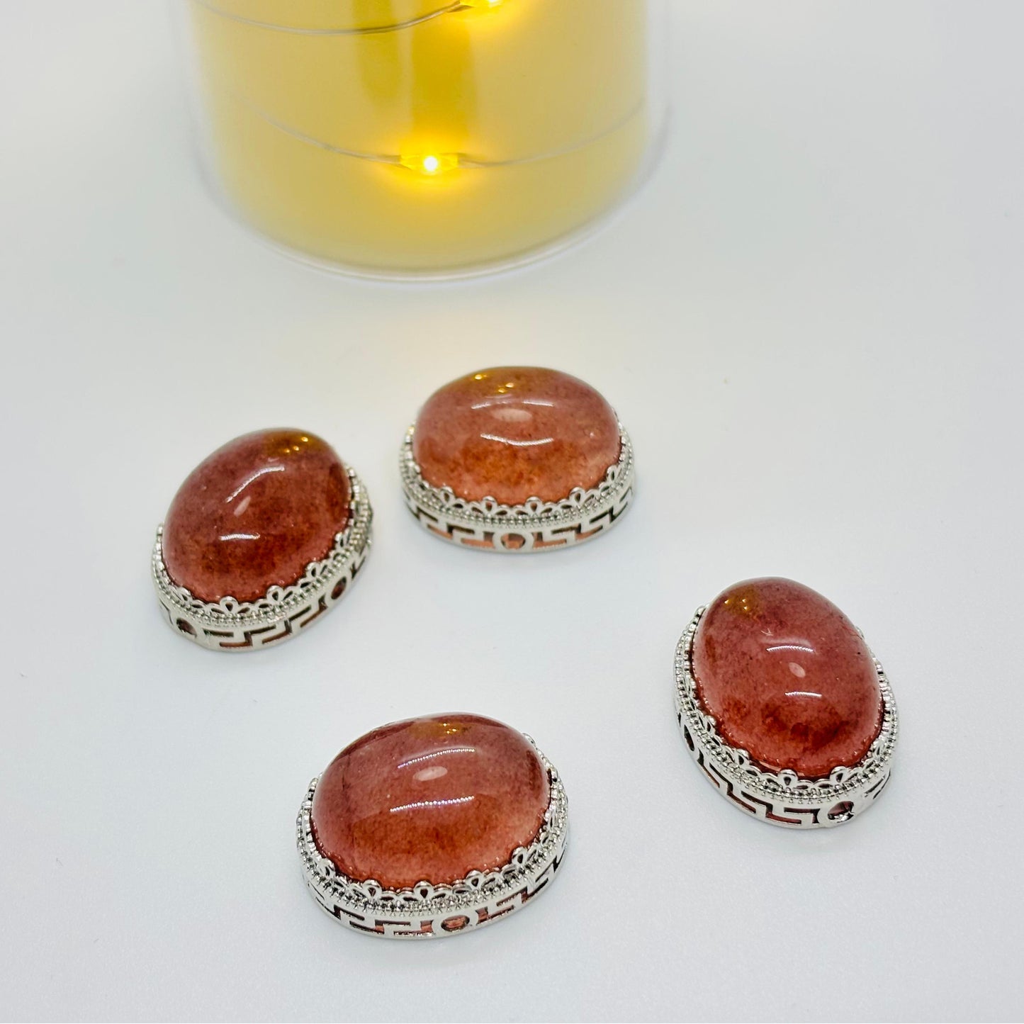 Strawberry Quartz Box Bead diameter:22.5~23.5mm 1 piece