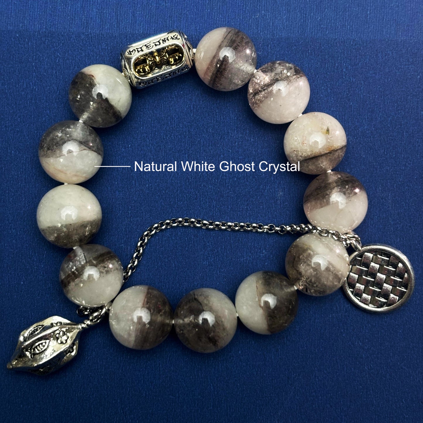 Natural White Ghost Crystal Bracelet Bead diameter 14.7mm