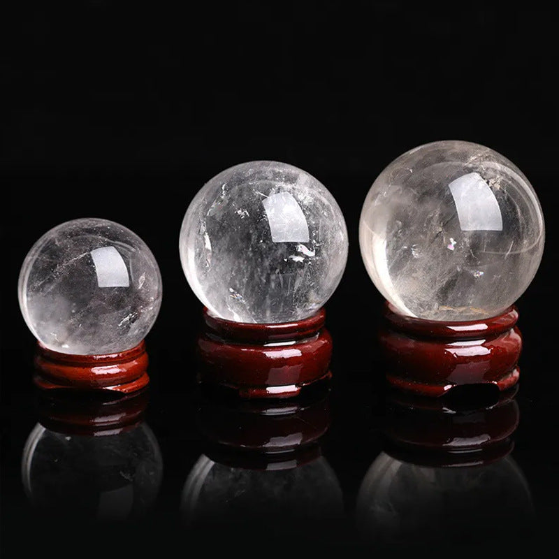 Natural white crystal ball ornament raw stone polishing