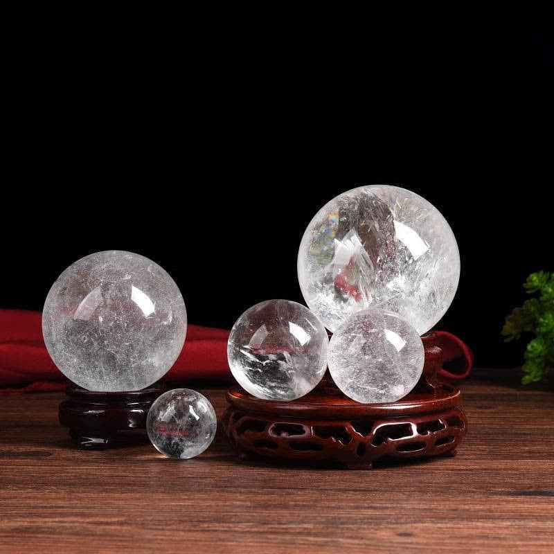 Natural white crystal ball ornament raw stone polishing