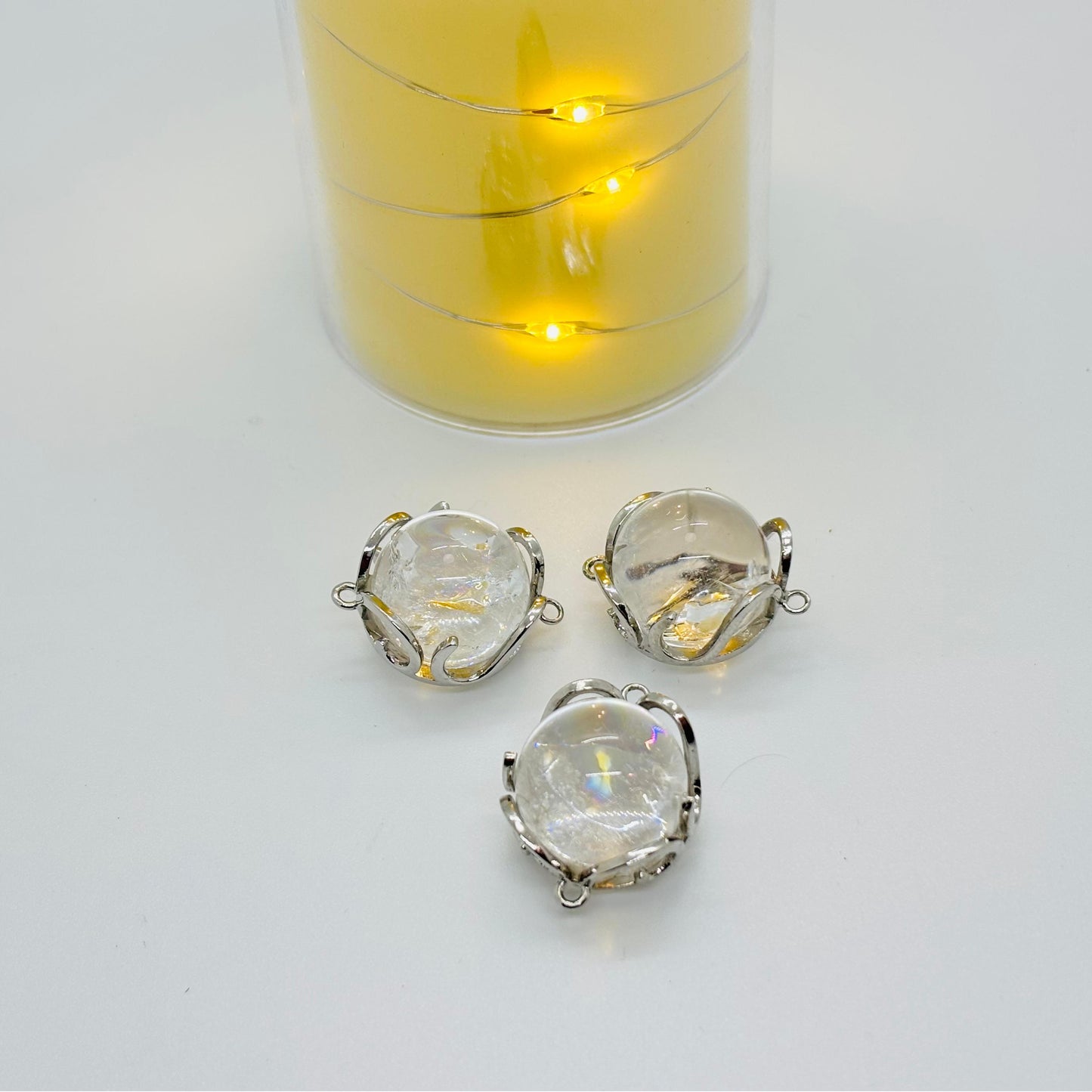 Clear Quartz Crystal Box Bead diameter 18.5~19mm 1 piece