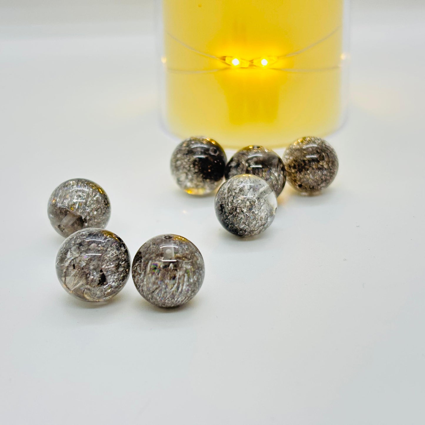 Natural Silver-Toned Super Seven Crystal  Bead diameter 13.5~14.5mm 1 piece