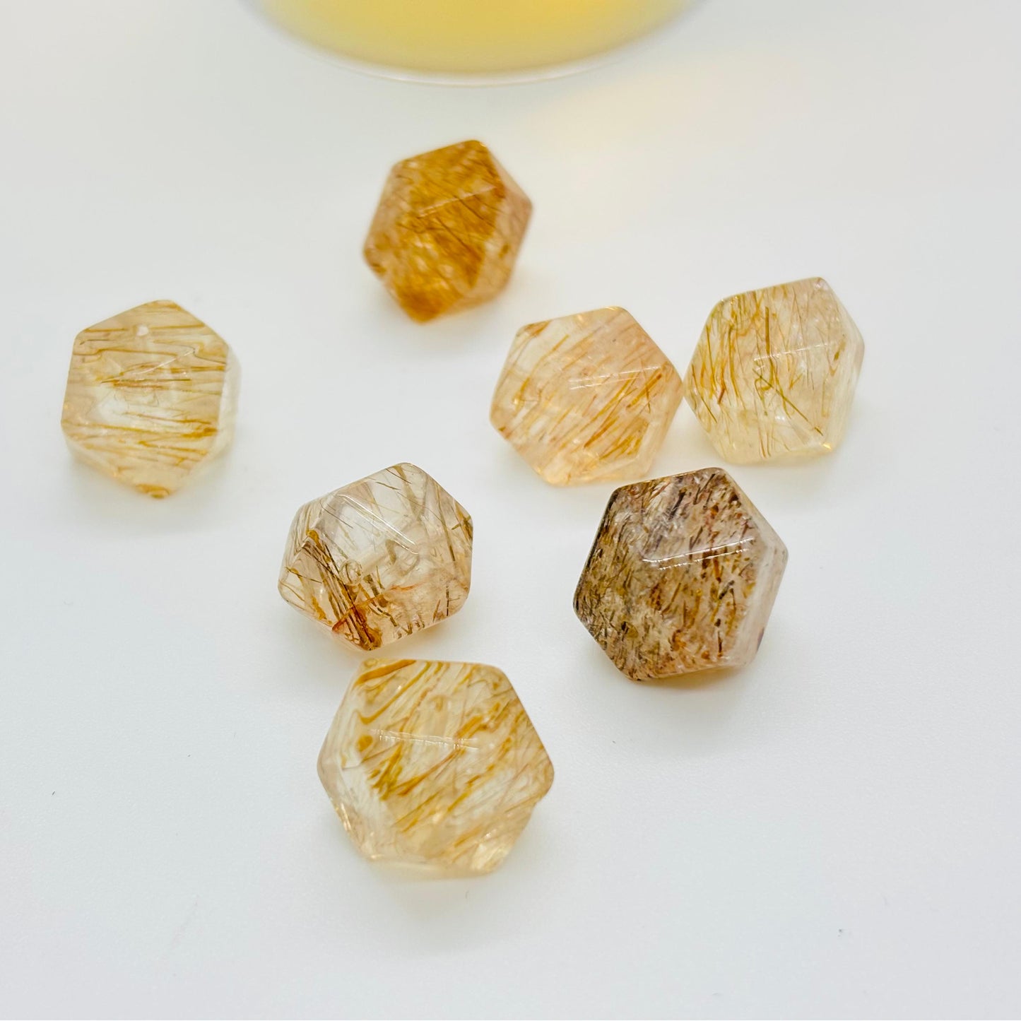 Red Rutile Quartz Cut Bead diameter 12~13mm 1 piece