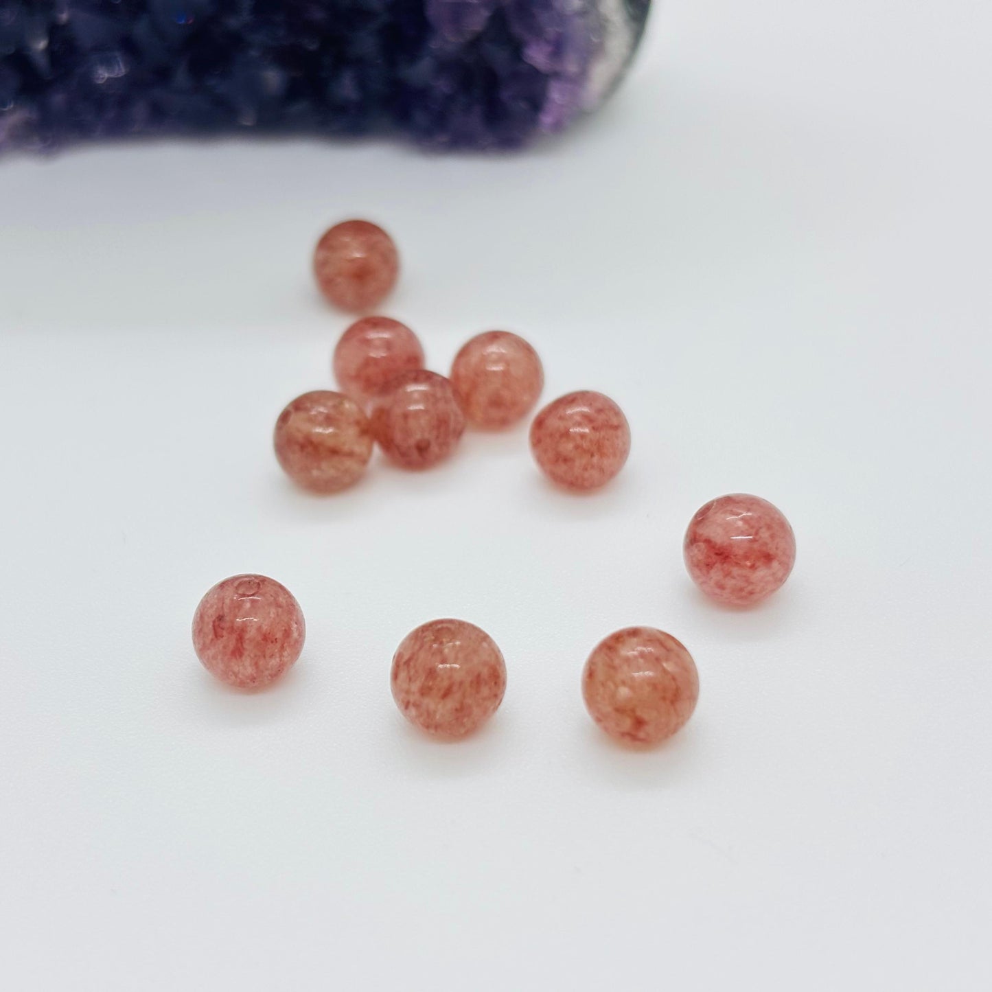 Natural Strawberry Quartz Bead diameter 6.5-7mm 1 piece